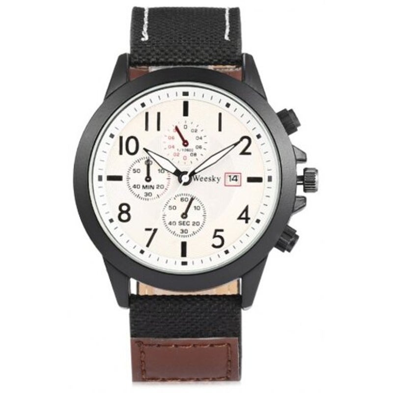 Veile Studios 6469 Leather Band Men Quartz Watch Black