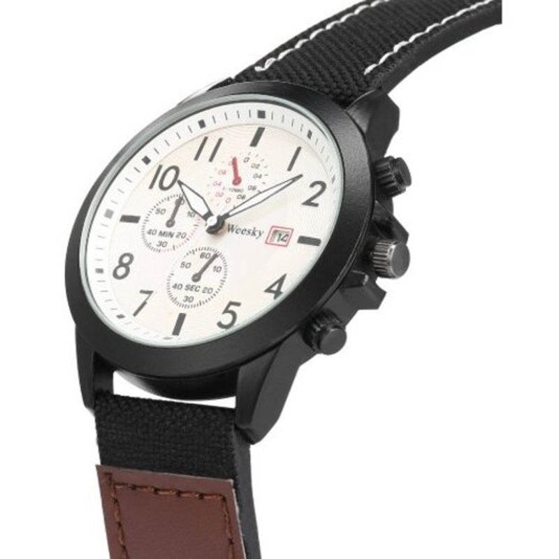 Veile Studios 6469 Leather Band Men Quartz Watch Black