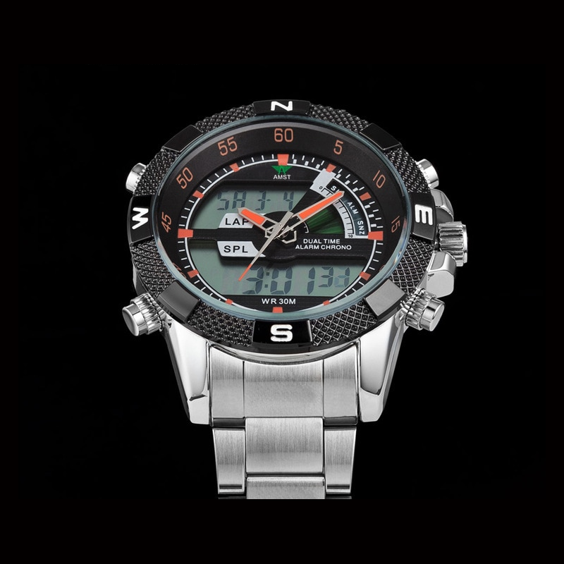 Veile Studios Men Luxury Military Sport Multi Functional Quartz Led Digital Watch E