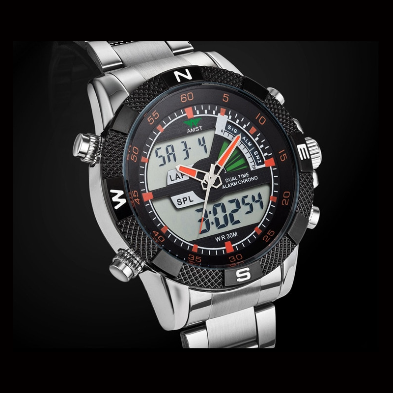 Veile Studios Men Luxury Military Sport Multi Functional Quartz Led Digital Watch E