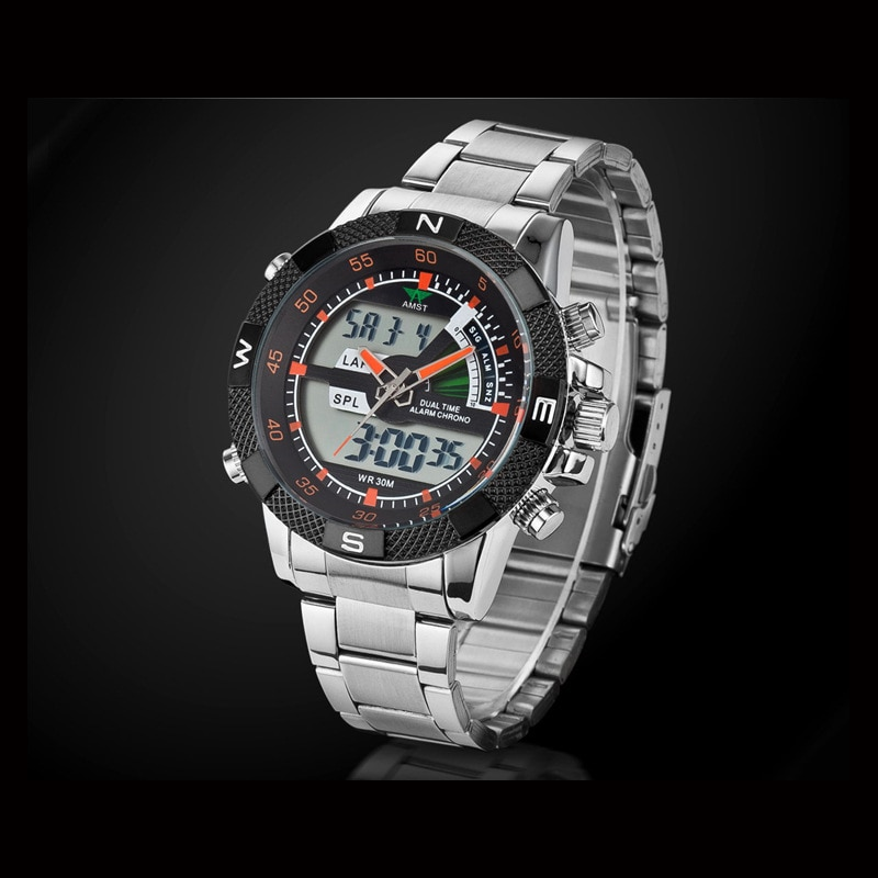 Veile Studios Men Luxury Military Sport Multi Functional Quartz Led Digital Watch E