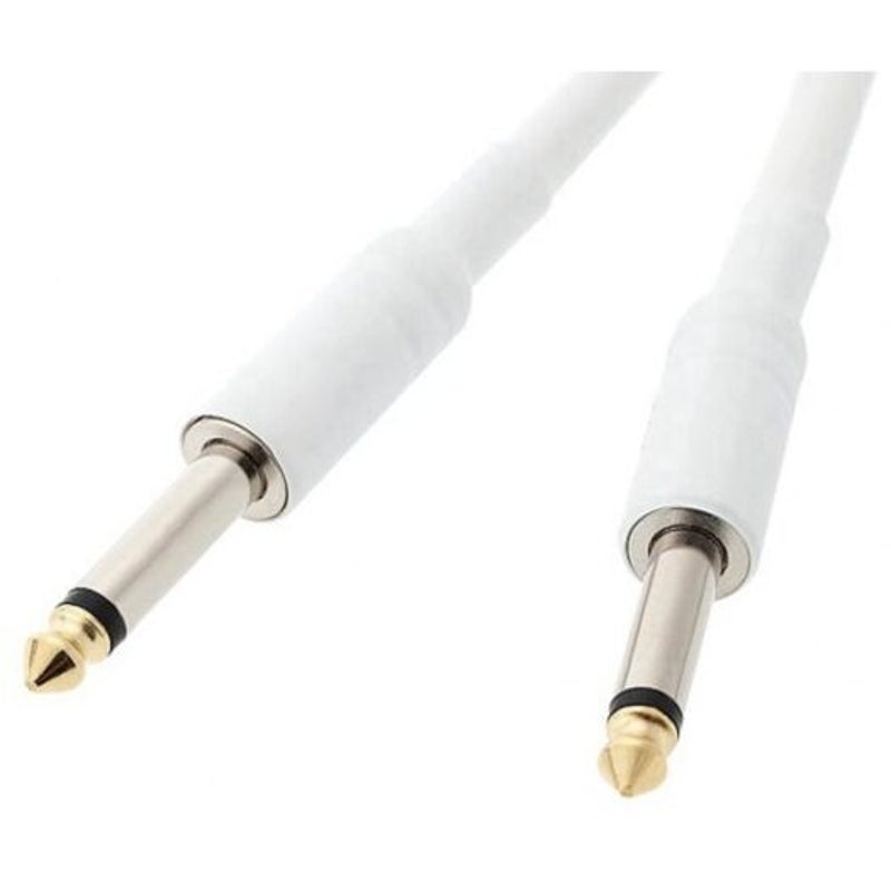 White Cloth Braided Tweed Guitar Cable Cord 1M Black