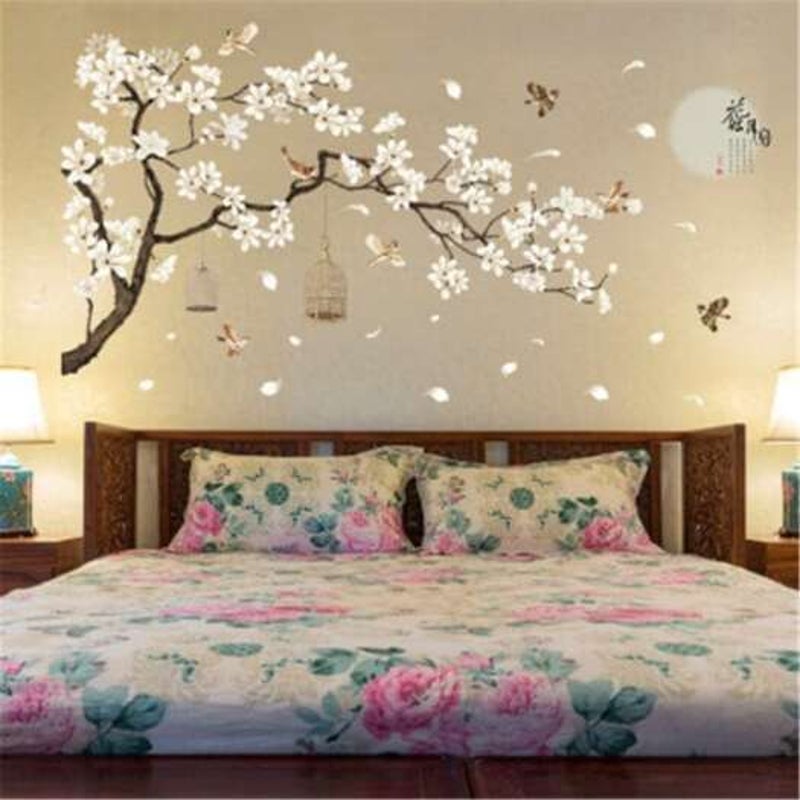 Big Size Tree Wall Stickers Birds Flower Decor Wallpapers Diy Vinyl