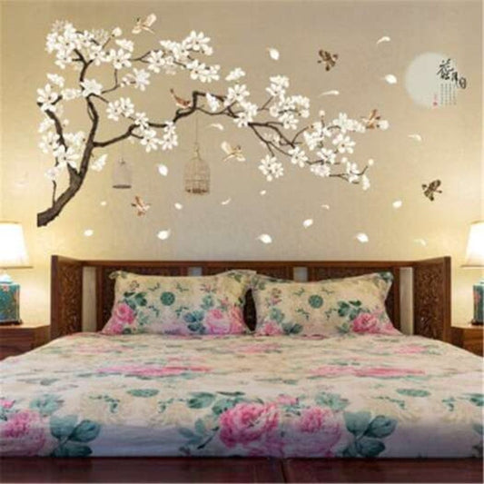Big Size Tree Wall Stickers Birds Flower Decor Wallpapers Diy Vinyl