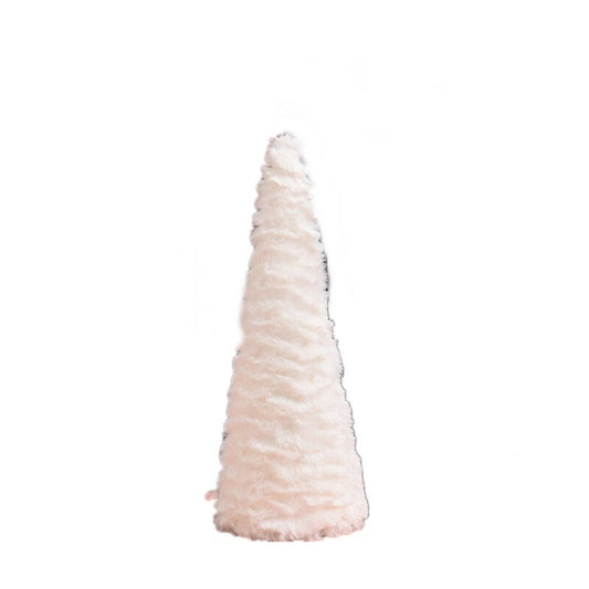 White Snow Flower Flannelette Christmas Tree Shape Decoration Tabletop 28Cm