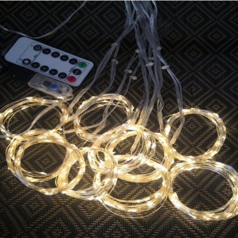 Curtain Lights 300 Led Usb Fairy String Ir Remote Waterproof 8 Settings Twinkle Multicolor