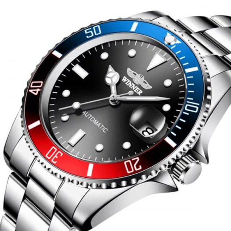 Veile Studios Winner Men Fashion Date Display Automatic Mechanical Watch Durable Stainless Steel Multi B