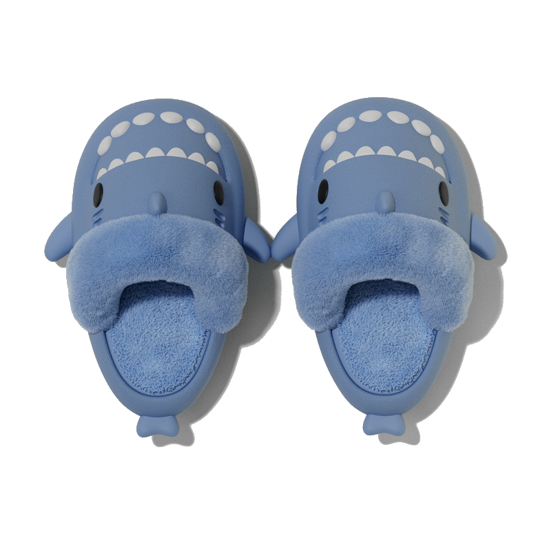 Winter Shark Slippers Detachable Warm Fuzzy Bedroom House Shoes Women