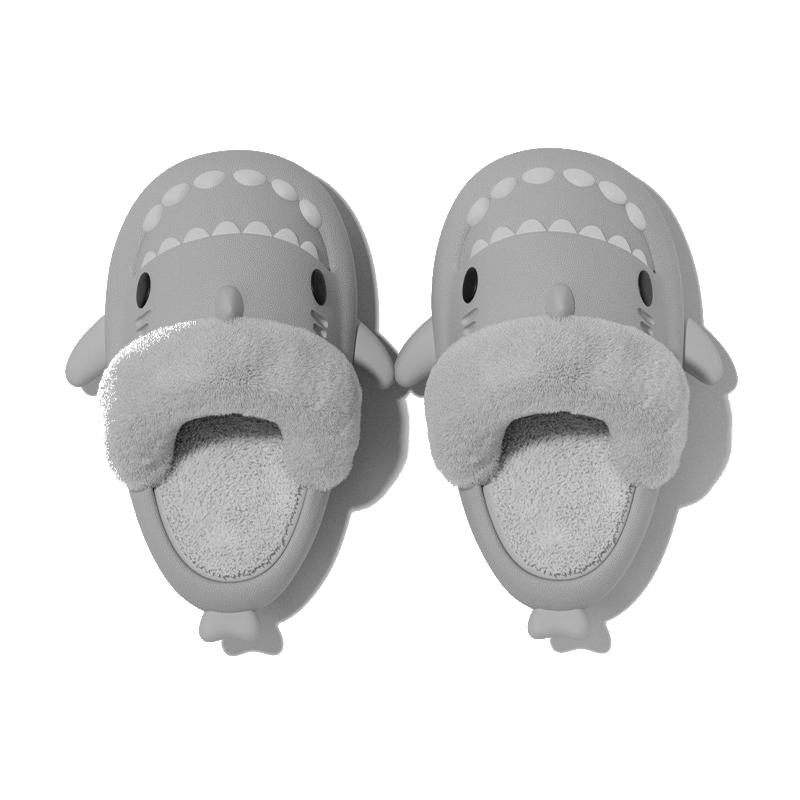 Winter Shark Slippers Detachable Warm Fuzzy Bedroom House Shoes Women