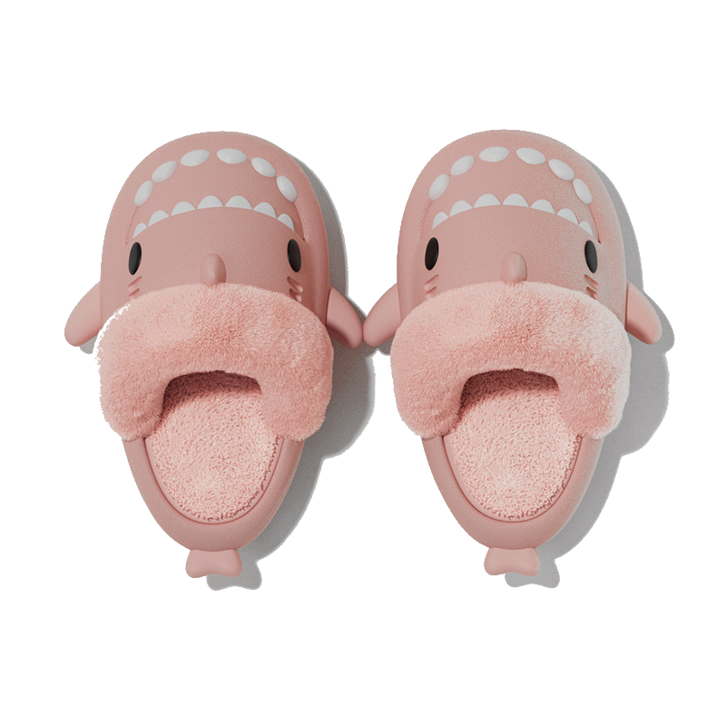 Winter Shark Slippers Detachable Warm Fuzzy Bedroom House Shoes Women
