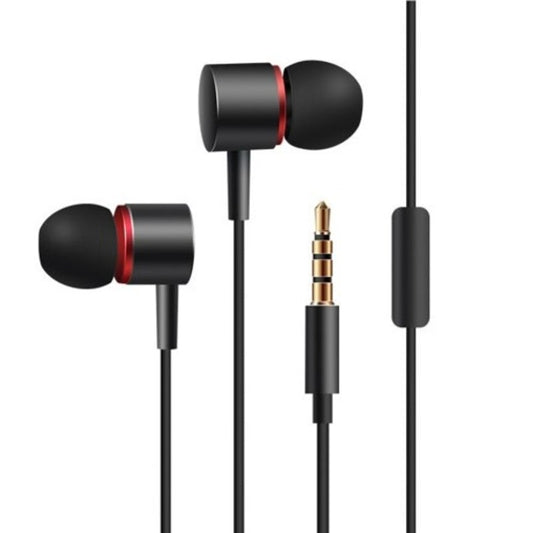 Wire Controlled Metal Headphones Phone Computer Mp3 In Ear Black