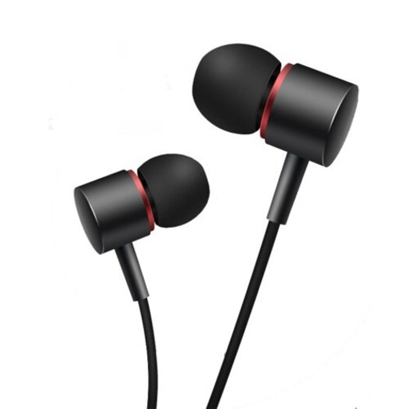 Wire Controlled Metal Headphones Phone Computer Mp3 In Ear Black