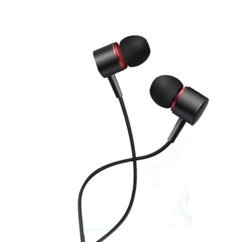 Wire Controlled Metal Headphones Phone Computer Mp3 In Ear Black