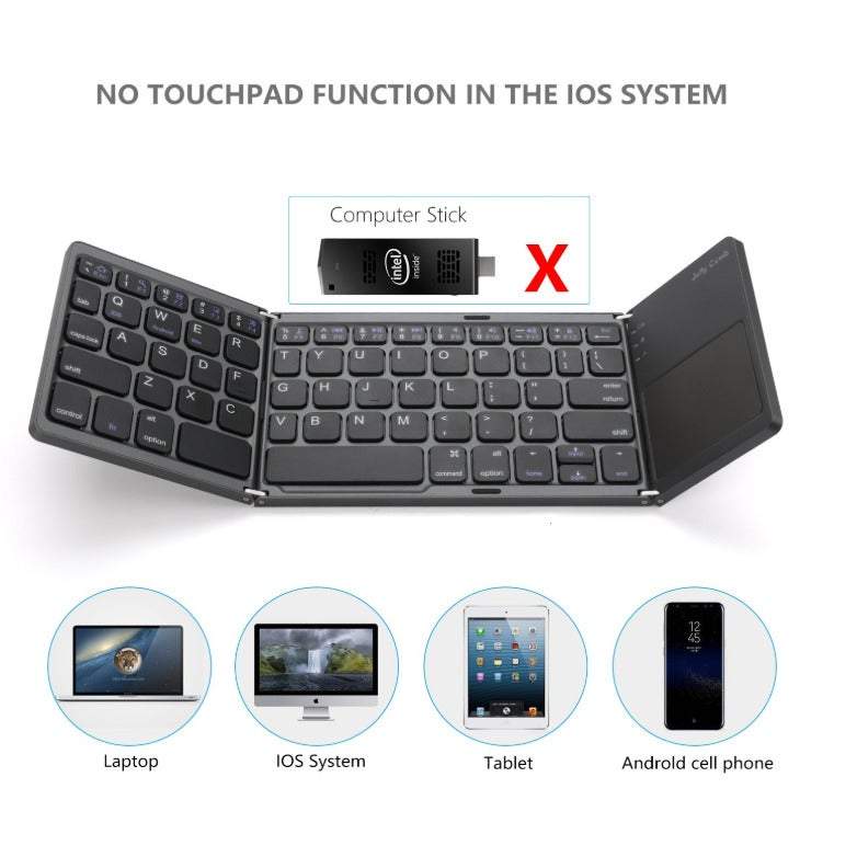 Computer Keyboards Wireless Bluetooth Folding Mini Foldable Portable Bt With Touchpad Rechargeable Li Ion Battery
