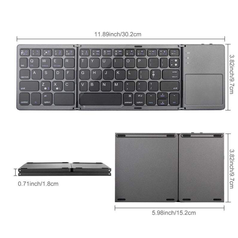 Computer Keyboards Wireless Bluetooth Folding Mini Foldable Portable Bt With Touchpad Rechargeable Li Ion Battery