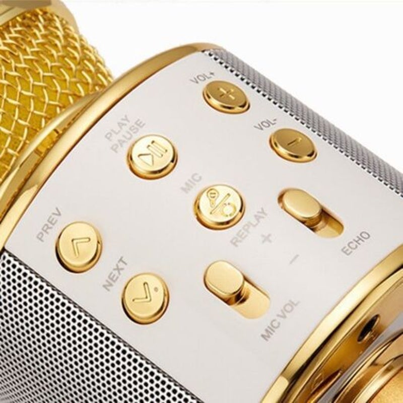 Wireless Bluetooth Karaoke Handheld Microphone Usb Ktv Player Record Music Microphones Golden