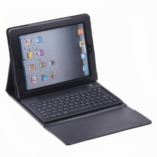Wireless Bt Keyboard Real Leather Case For Ipad 2 3 Black