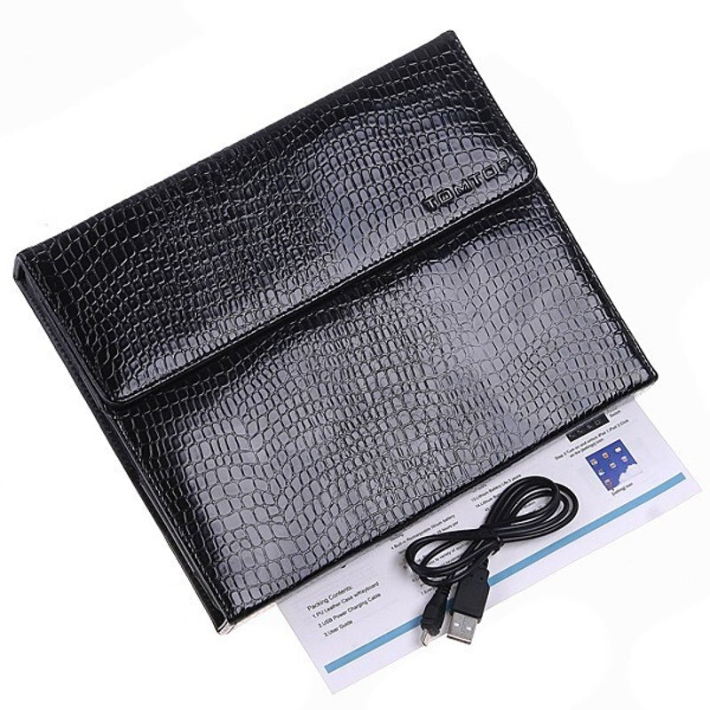 Wireless Bt Keyboard Real Leather Case For Ipad 2 3 Black