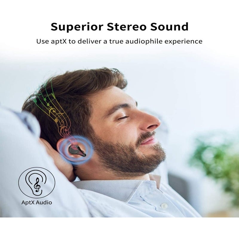 Wireless Earbuds Bluetooth Headphones 5.0 In With Hifi 3D Stereo Sound Built Mic Earphones Charging Case