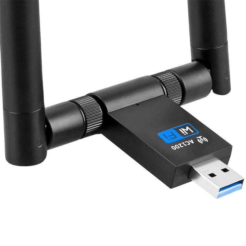 Usb Wireless Wifi Adapter Bt Dongle 1200Mbps Ethernet Dual Antenna
