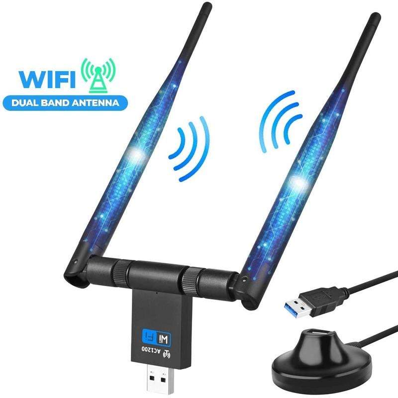Usb Wireless Wifi Adapter Bt Dongle 1200Mbps Ethernet Dual Antenna