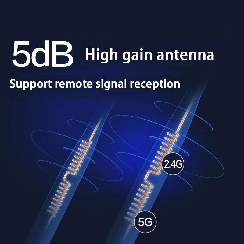 Usb Wireless Wifi Adapter Bt Dongle 1200Mbps Ethernet Dual Antenna