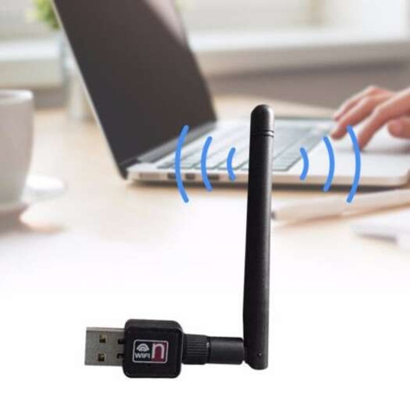 Wireless Wifi Adapter 300 Mbps 20Dbm Antenna Usb Receiver Network Card Black