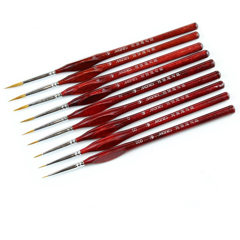 9Pcs / Set Miniature Paint Brushes Fine Pointed Tip For Acrylic Watercolor Oil Drawing Kits