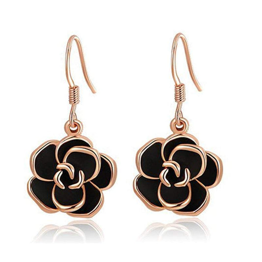 Veile Studios Earrings Women Black Rose Dangle