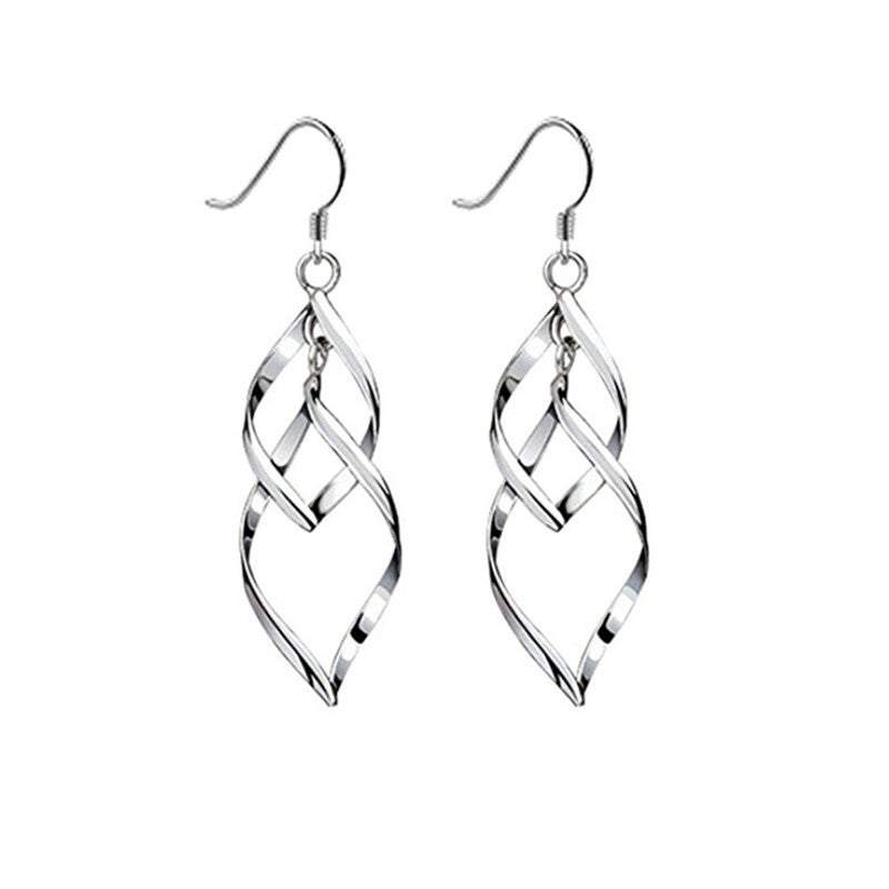 Veile Studios Earrings Women Classic Double Linear Loops Design Twist Wave