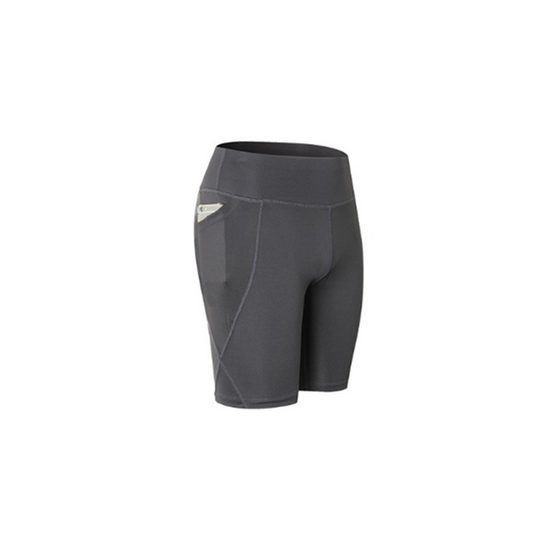 Women Performance Athletic Compression Shorts With Side Pocket Grey