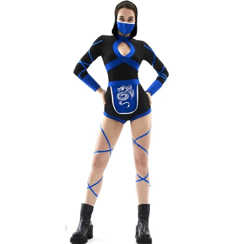 Women Ninja Costume Anime Dragon Samurai Cosplay Jumpsuit For Halloween