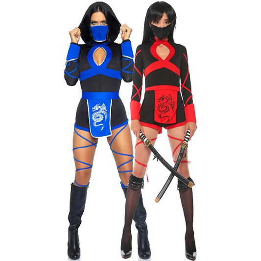 Women Ninja Costume Anime Dragon Samurai Cosplay Jumpsuit For Halloween