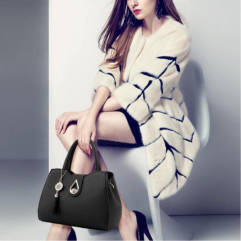 Women Tassel Pu Leather Handbag Messenger Satchel Shoulder Crossbody Bag