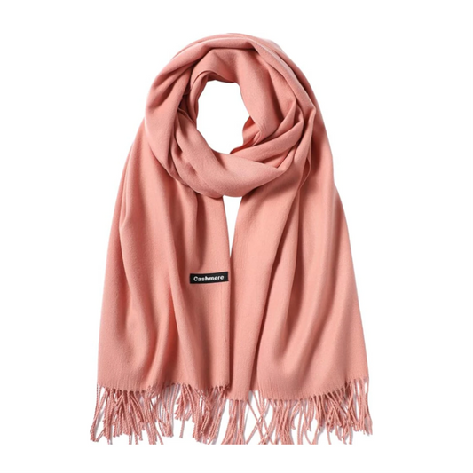 Women's Cashmere Silk Scarf Winter Warm Long Thickened Pure Shawl Pink