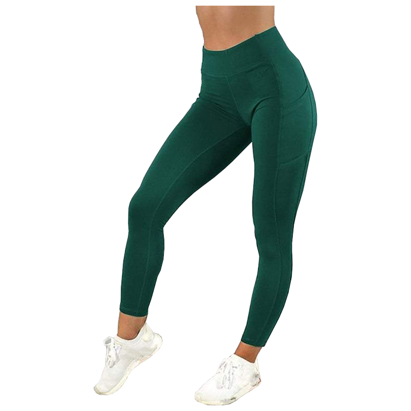 Women's Gym Tights Leggings High Waist With Side Pocket Yoga Fitness Slim Pants