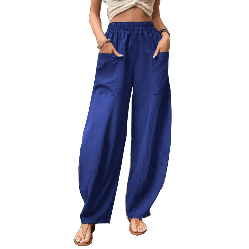 Women's Harem Pants With Pockets High Waisted Casual Beach Loose Trousers Summer