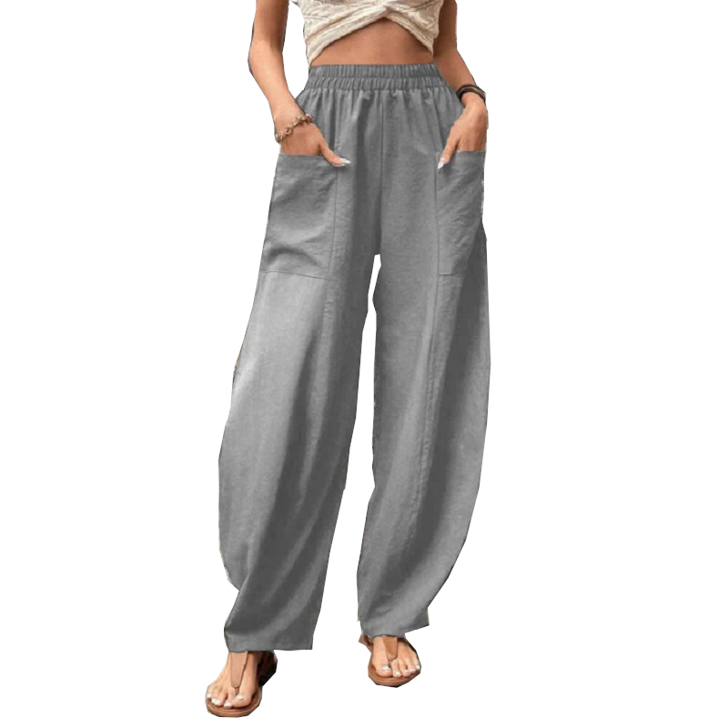 Women's Harem Pants With Pockets High Waisted Casual Beach Loose Trousers Summer
