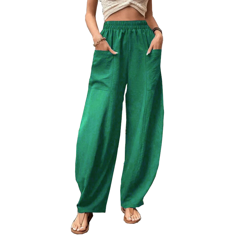 Women's Harem Pants With Pockets High Waisted Casual Beach Loose Trousers Summer