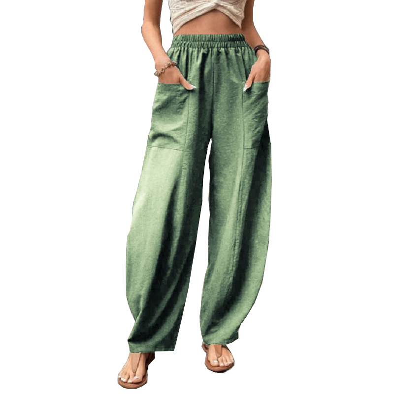 Women's Harem Pants With Pockets High Waisted Casual Beach Loose Trousers Summer