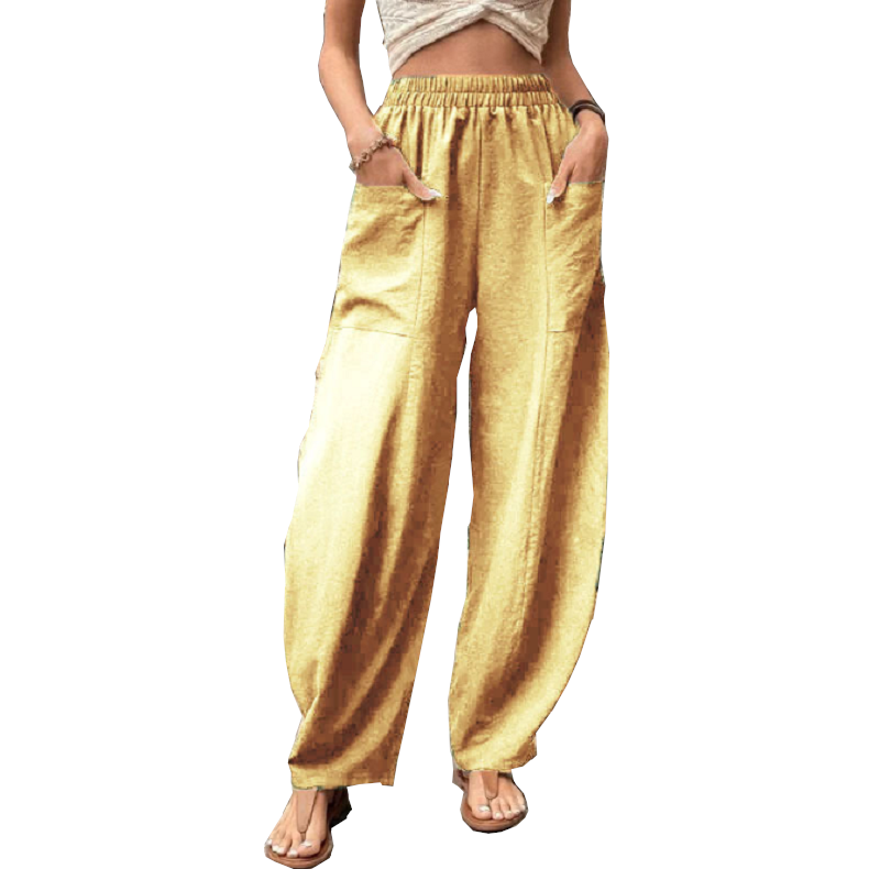 Women's Harem Pants With Pockets High Waisted Casual Beach Loose Trousers Summer