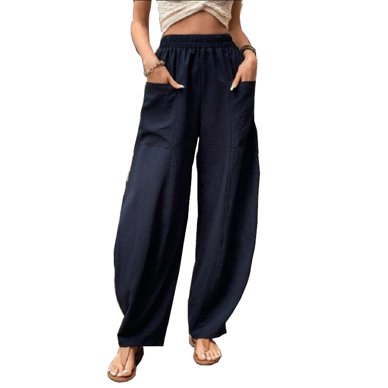 Women's Harem Pants With Pockets High Waisted Casual Beach Loose Trousers Summer