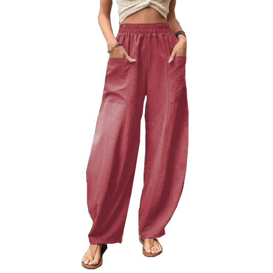 Women's Harem Pants With Pockets High Waisted Casual Beach Loose Trousers Summer