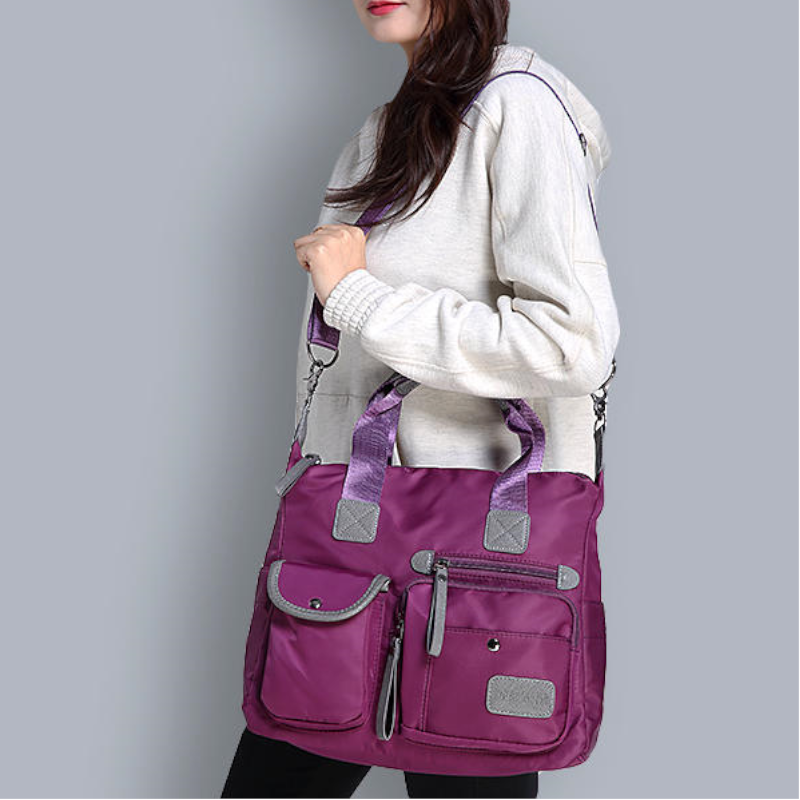 Women Nylon Waterproof Large Capacity Multi Pocket Multifunction Handbag Crossbody Bag