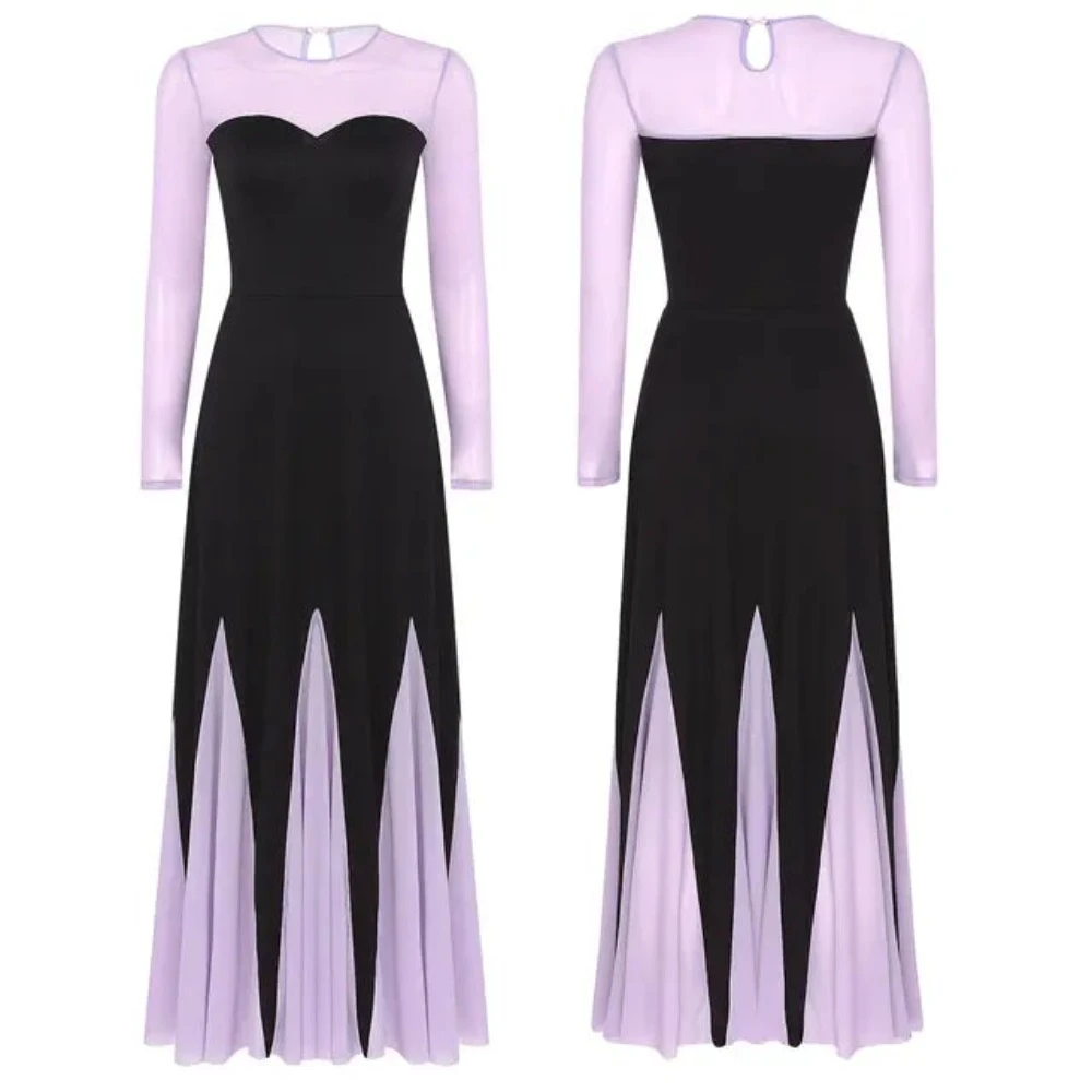 1 Sets of Womens Mermaid Ursula Cosplay Costume Long Sleeve A Line Maxi Dress