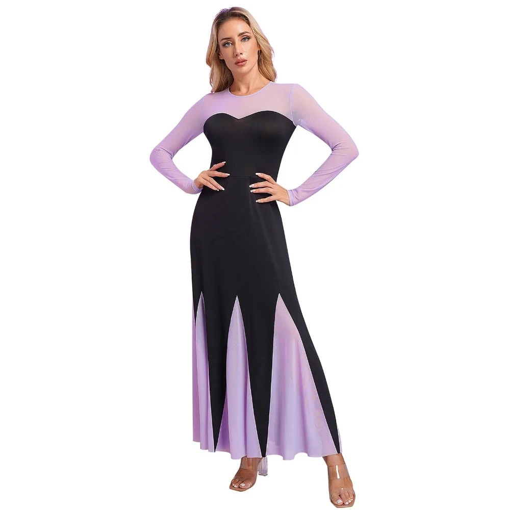 1 Sets of Womens Mermaid Ursula Cosplay Costume Long Sleeve A Line Maxi Dress