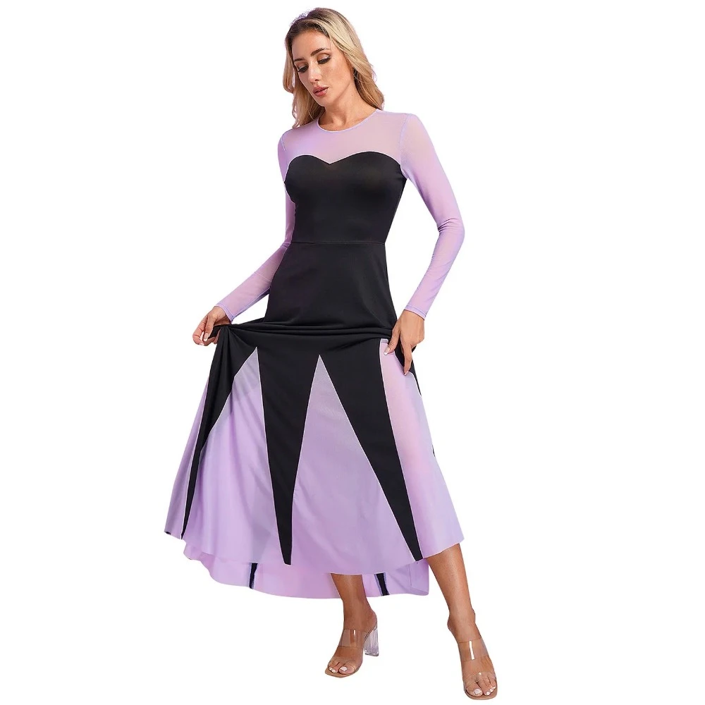 1 Sets of Womens Mermaid Ursula Cosplay Costume Long Sleeve A Line Maxi Dress