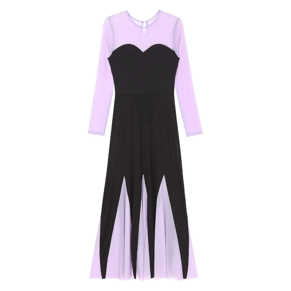 1 Sets of Womens Mermaid Ursula Cosplay Costume Long Sleeve A Line Maxi Dress