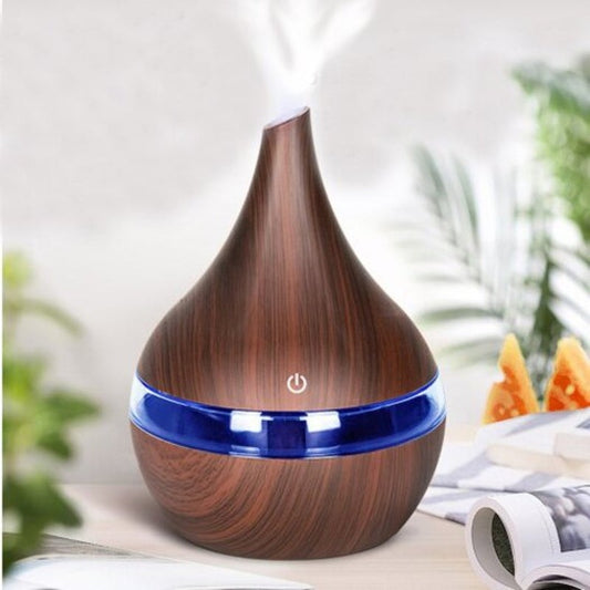 Wood Grain Purifier Home Humidifier Mini Atomizer Aroma Sprayer Deep Coffee 1Pc