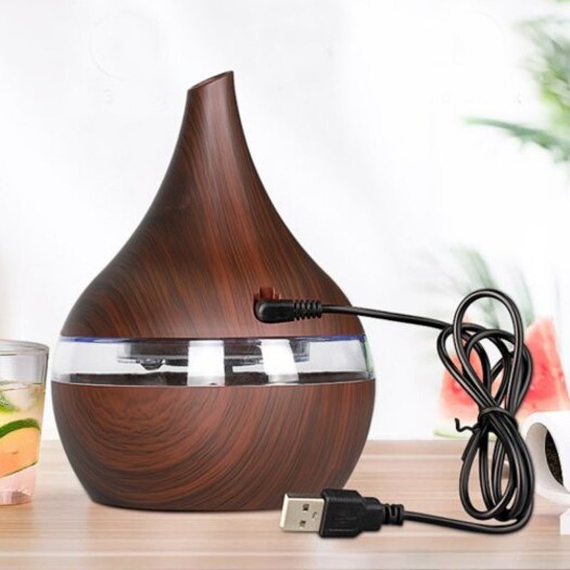 Wood Grain Purifier Home Humidifier Mini Atomizer Aroma Sprayer Deep Coffee 1Pc